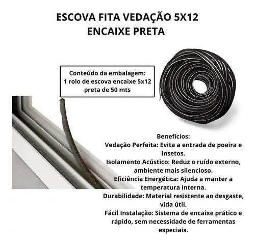 Escova De Vedação Para Portas E Janelas 5x12 50m Não Adesiva - Imagem 5