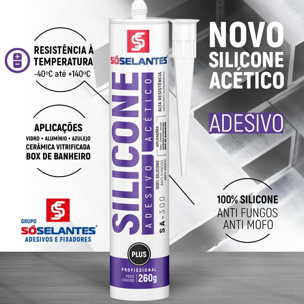 Silicone Adesivo Acético Sa-300 Só Selantes - 260g Branco - Imagem 2
