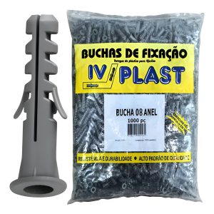 Bucha Ivplast 8mm C/ Anel Aba Sem Parafuso 1000 Peças