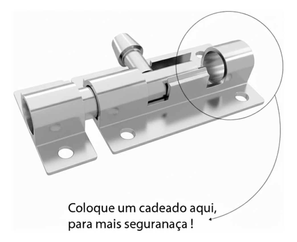 Trinco Ferrolho Alumínio 4 Polegadas 1 Unidades - Imagem 5
